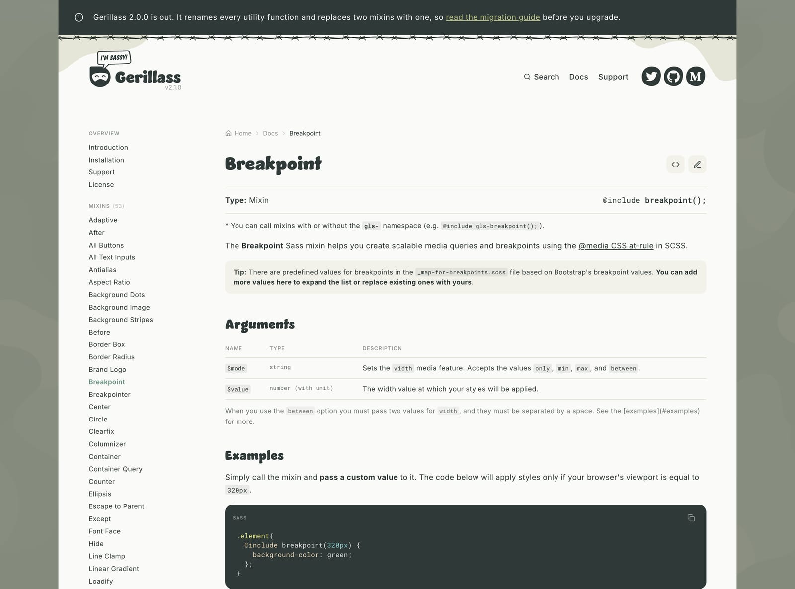 A Gerillass documentation page