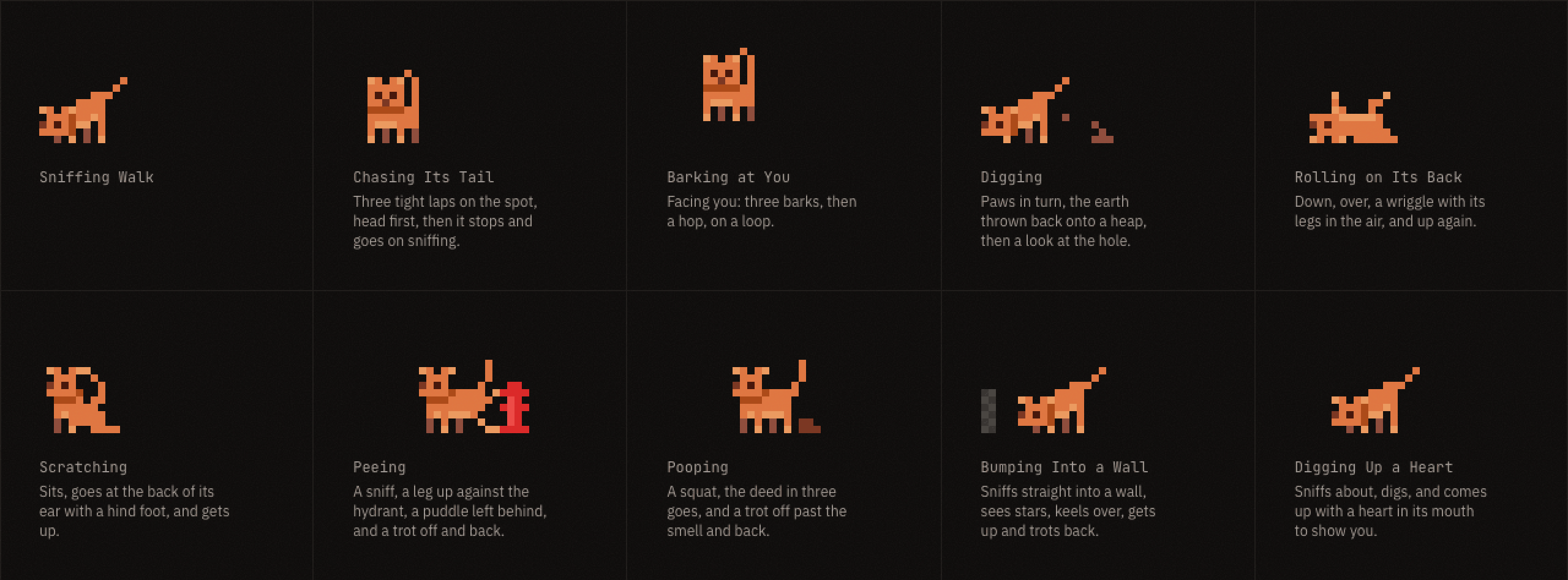 Ten scenes of the Seekter dog playing side by side in the mascot lab