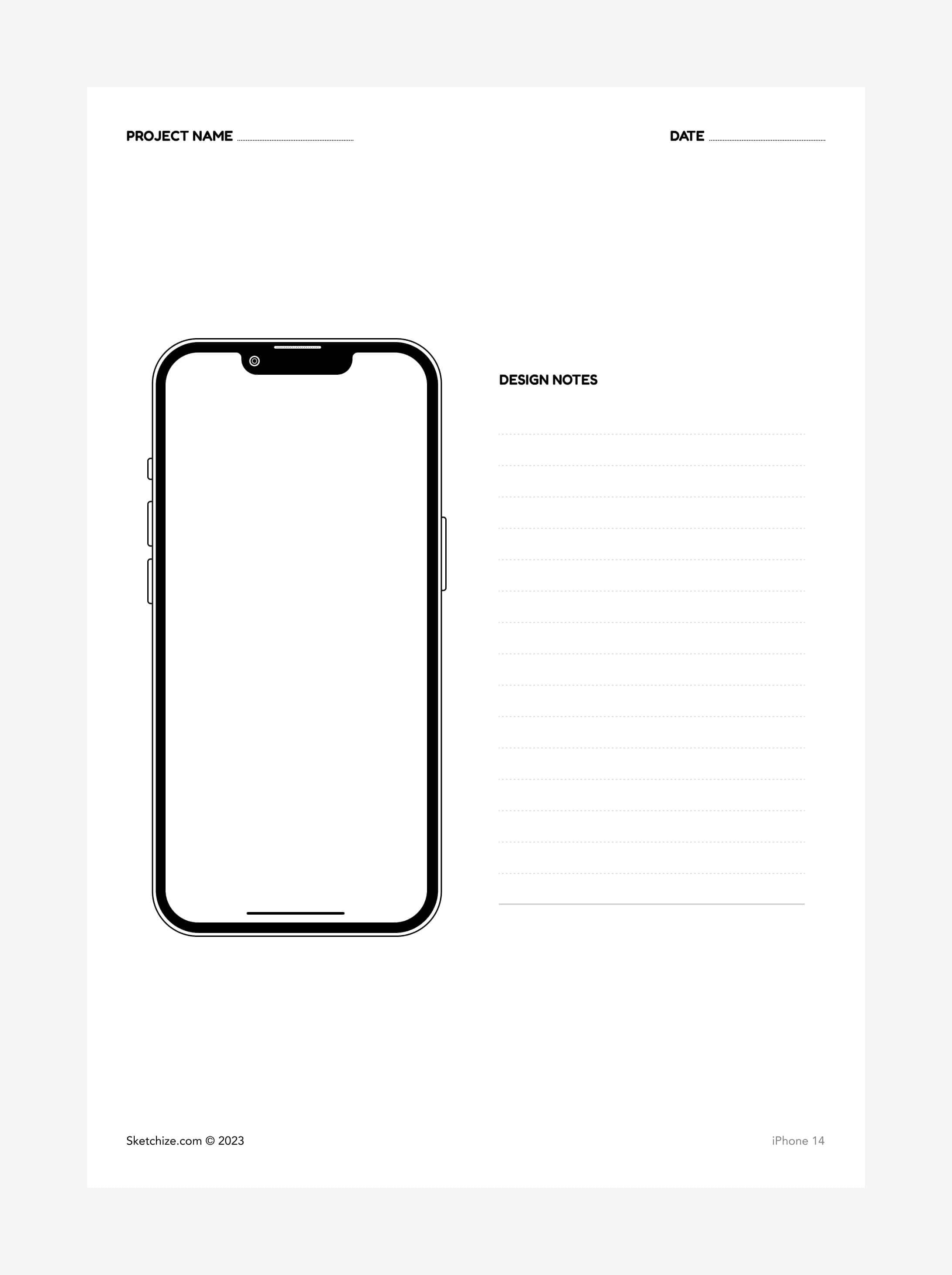 Single iPhone wireframe template