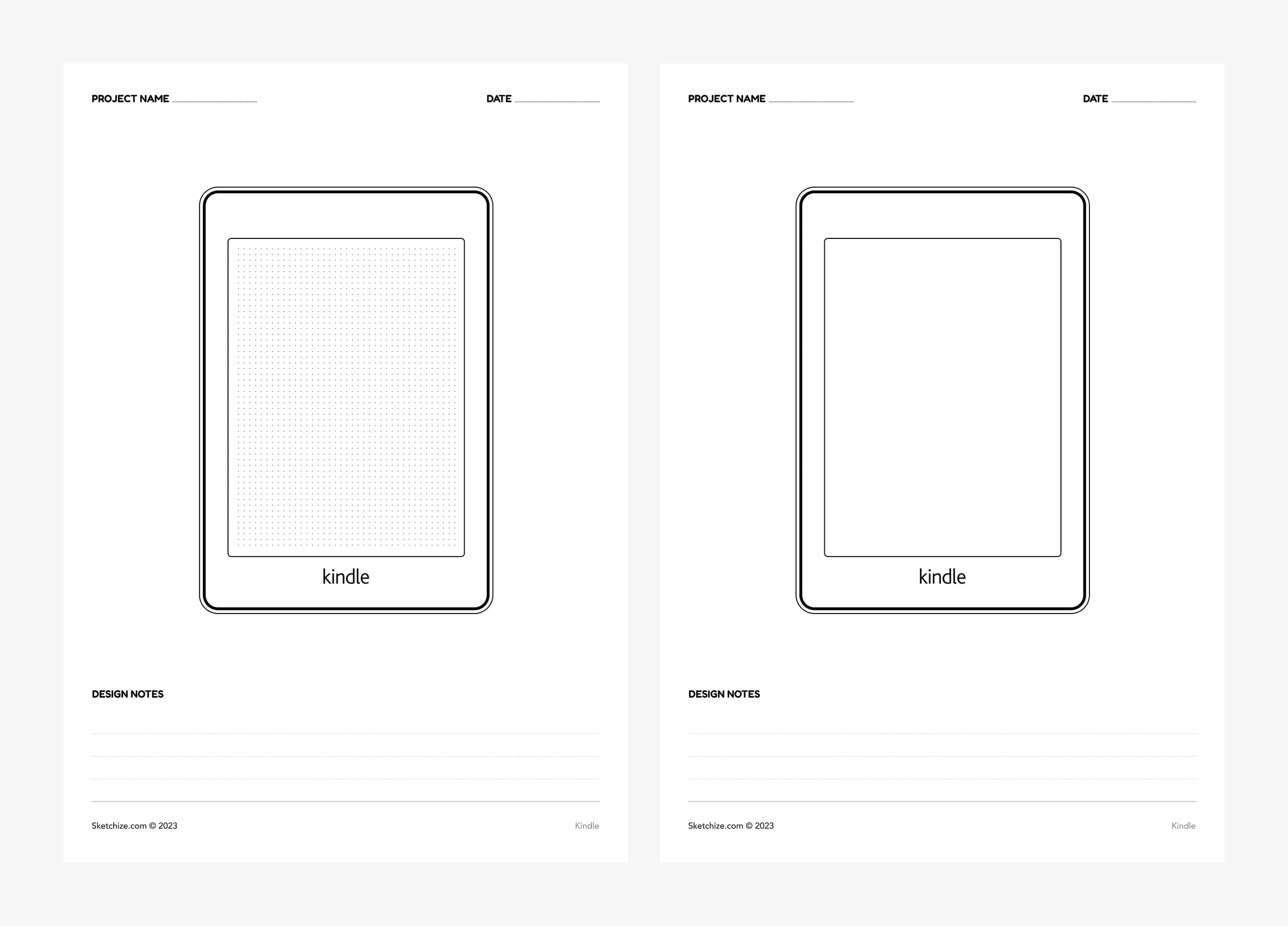 Kindle wireframe template