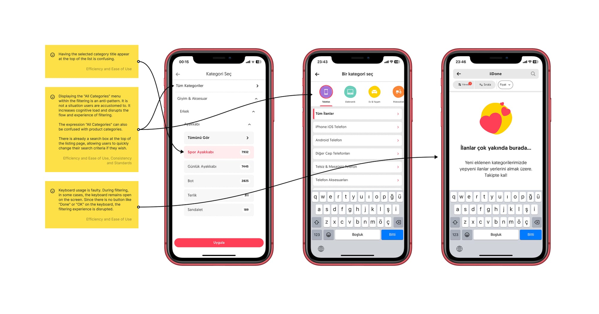 Heuristic evaluation of category selection