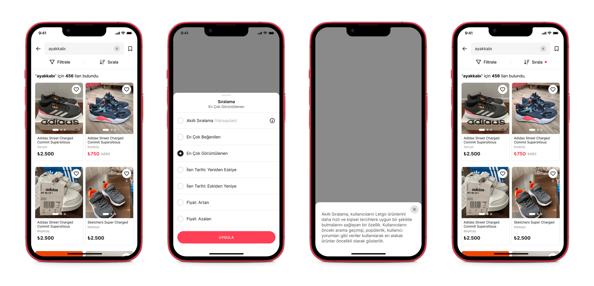 Redesigned sorting options