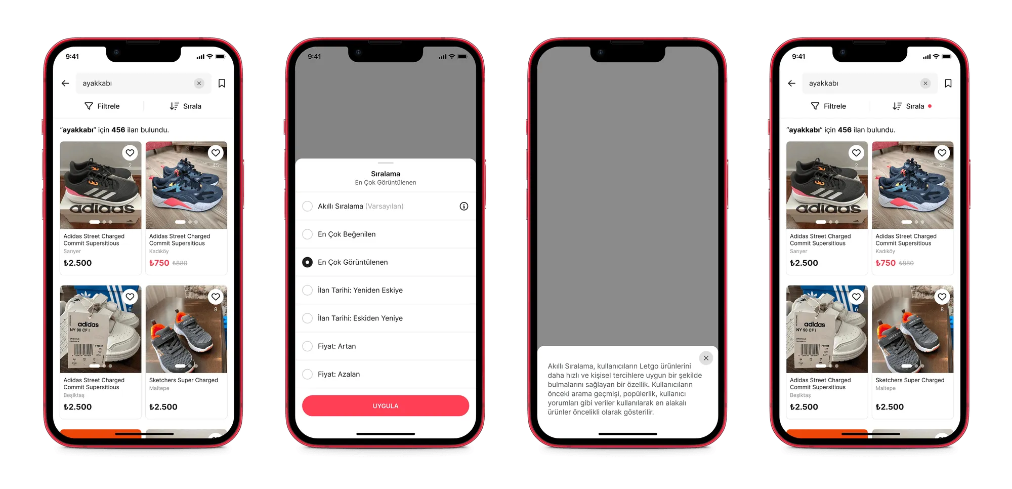 Redesigned sorting options