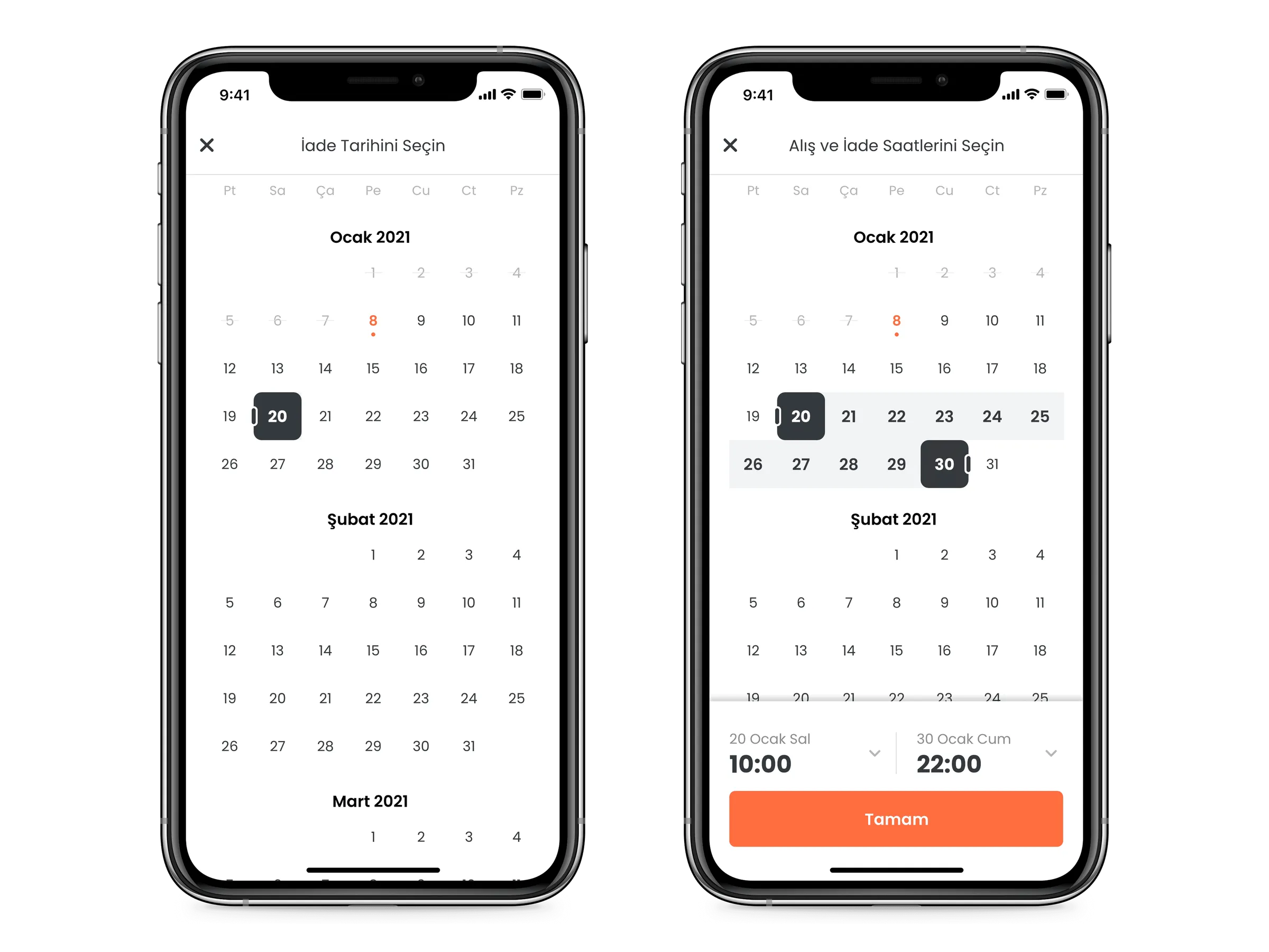 Calendar selection