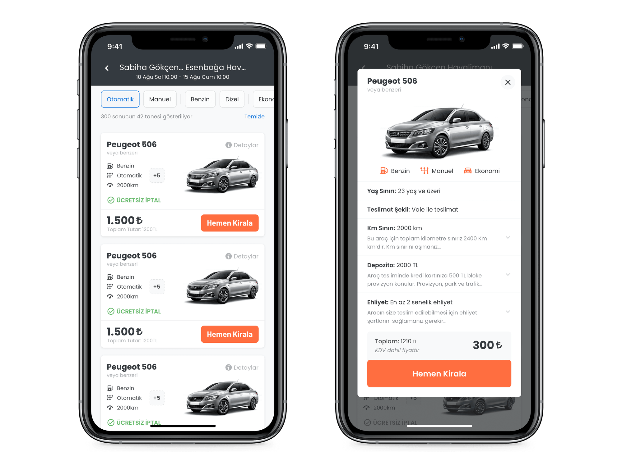 Search results and details
