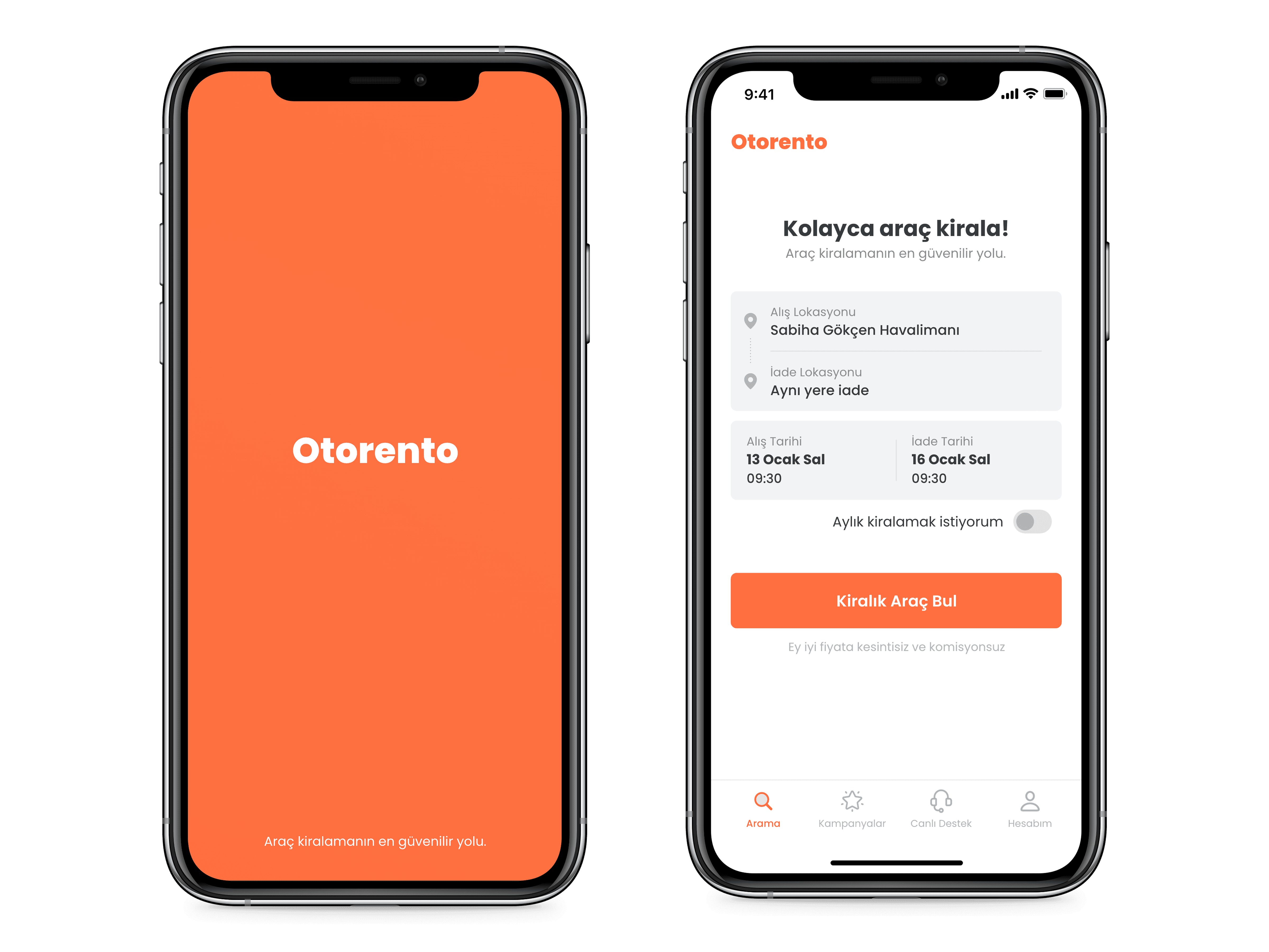 Splash and home screens