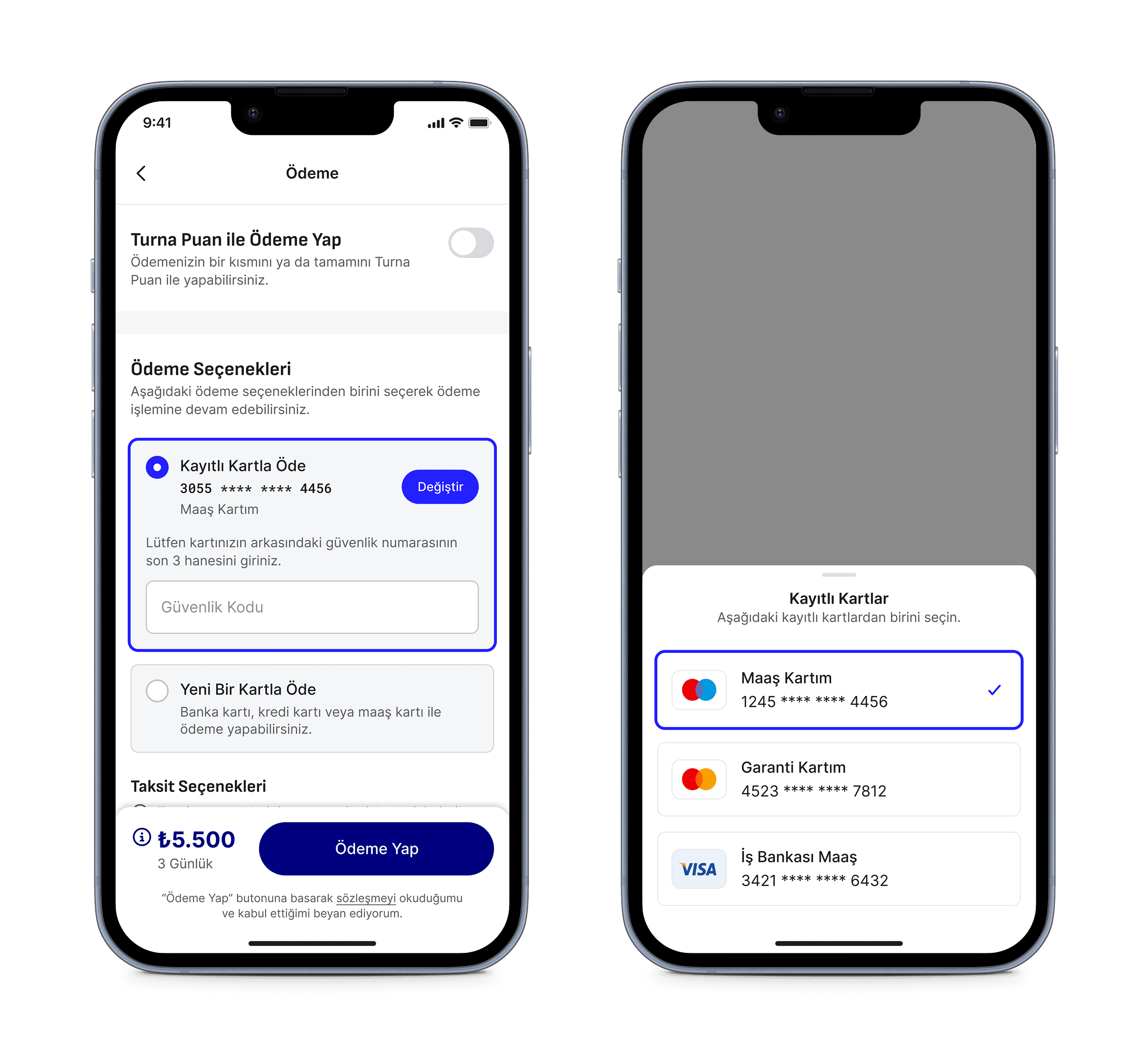 Payment with saved card