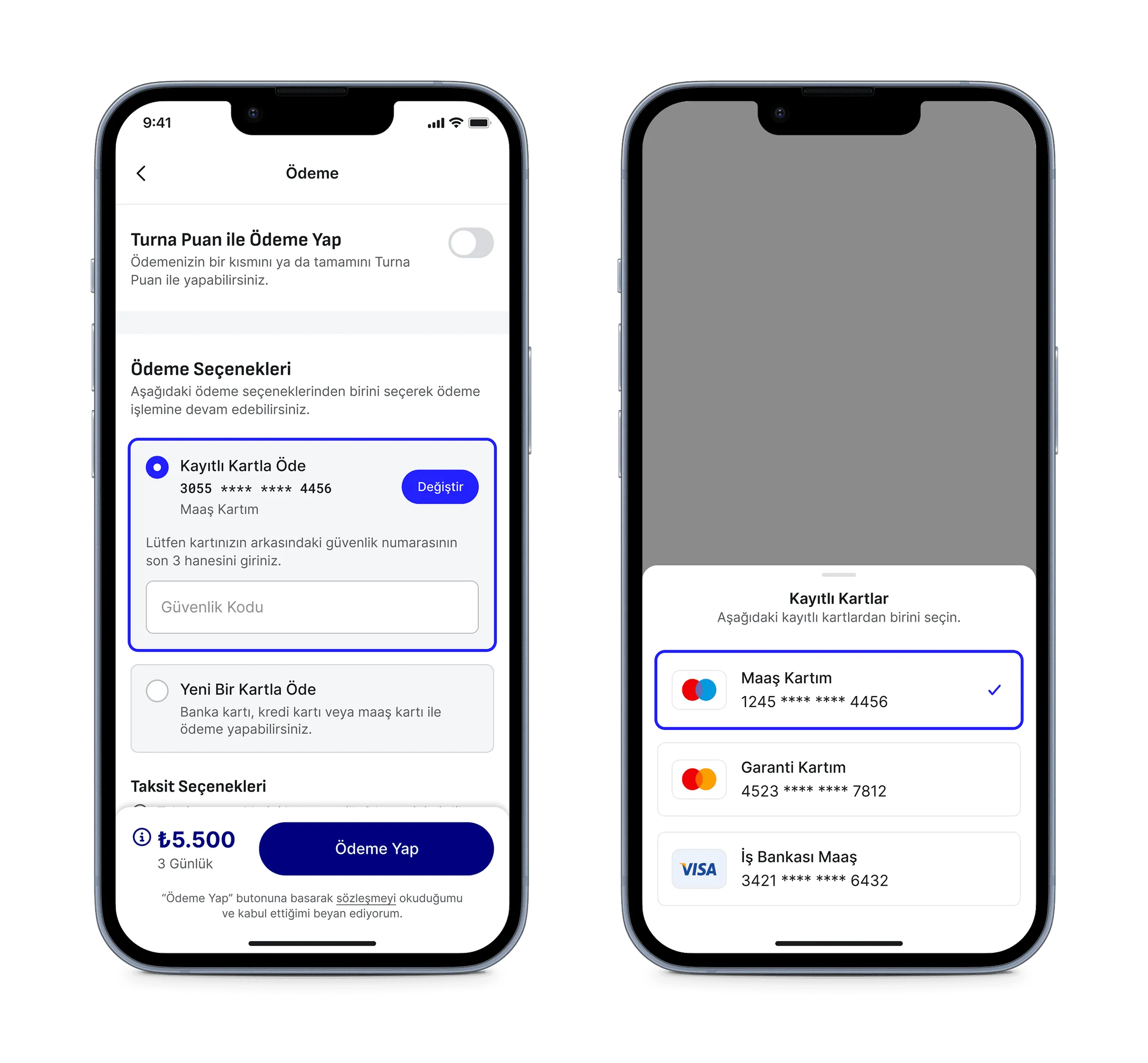 Payment with saved card