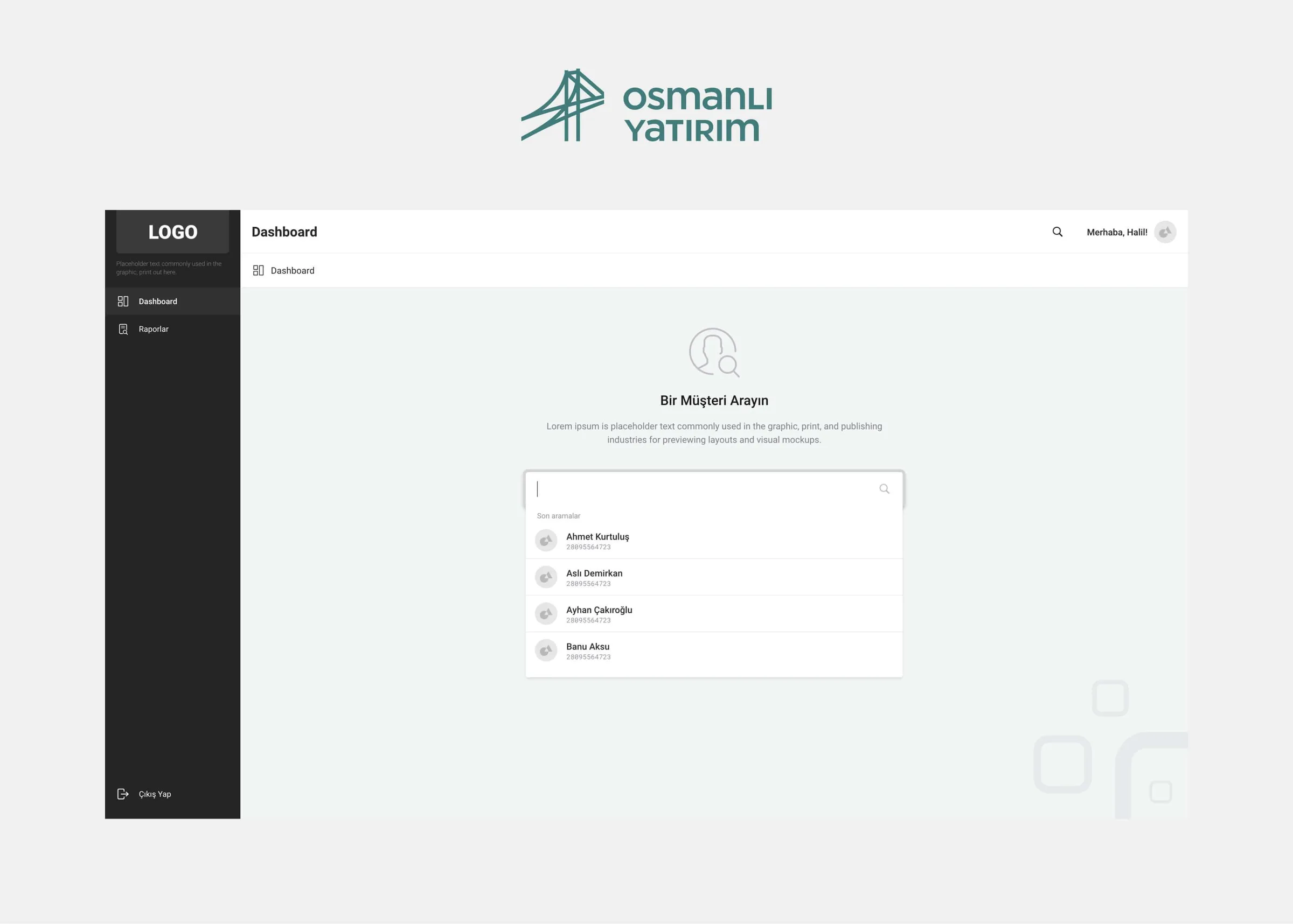 Customer search interface
