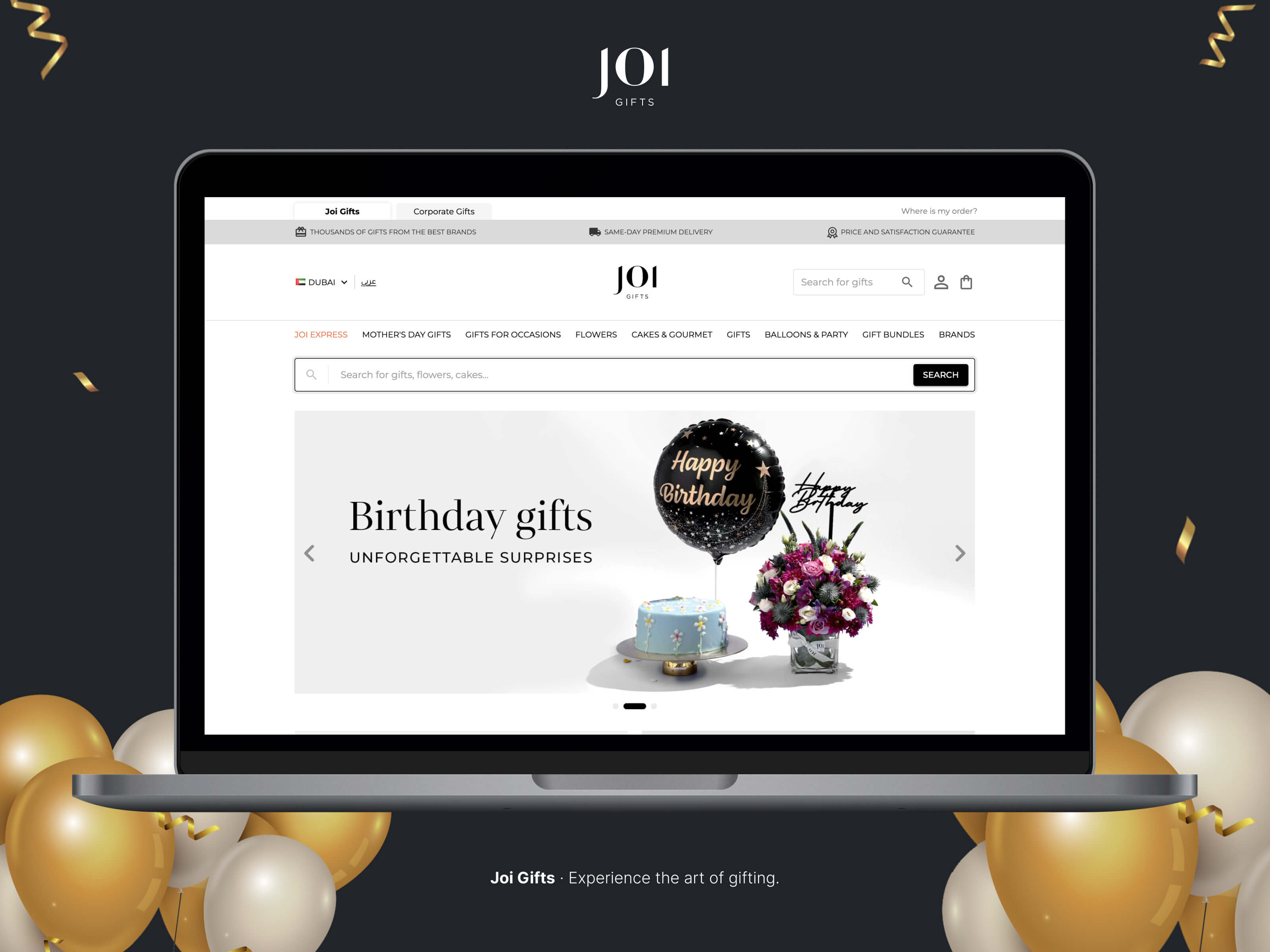 Redesign of Joi Gifts' search functionality.