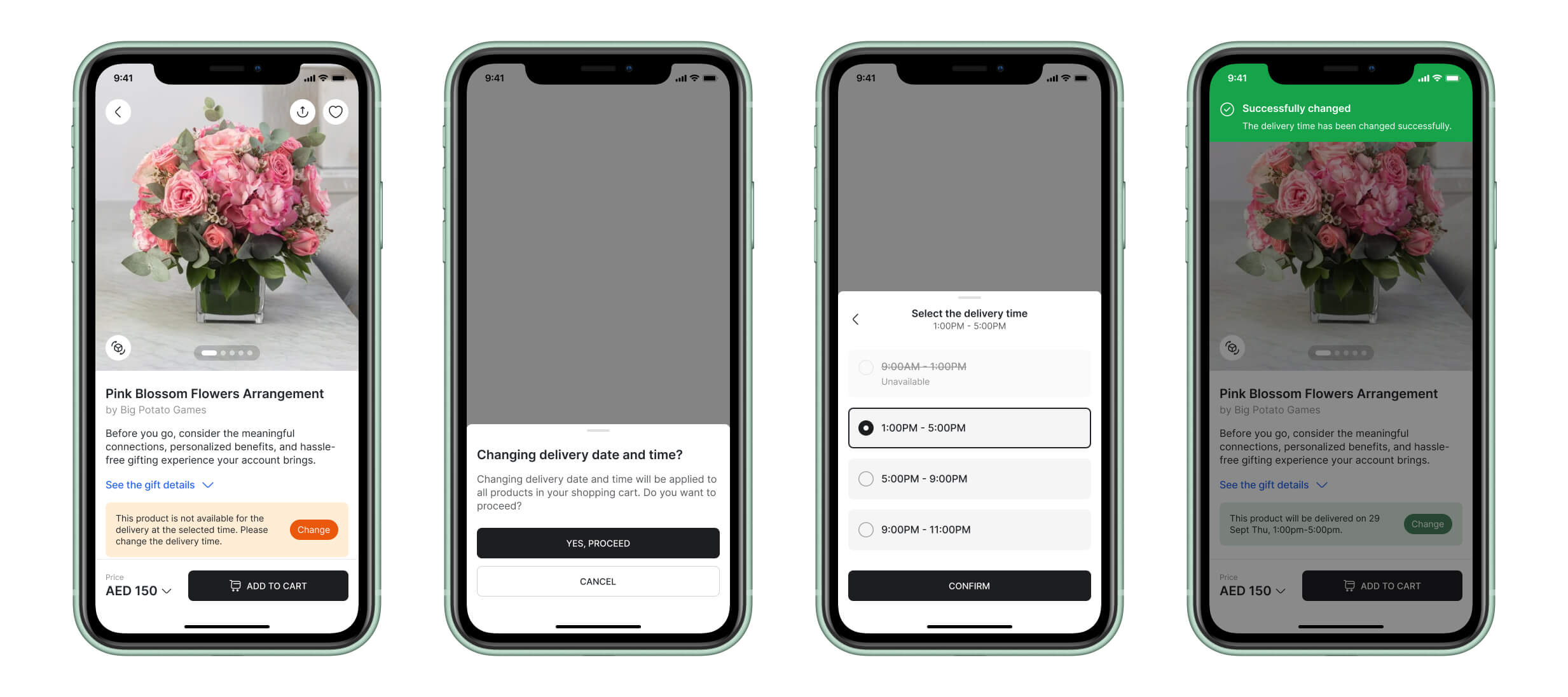 Product Details UX Design, Changing the Delivery Time