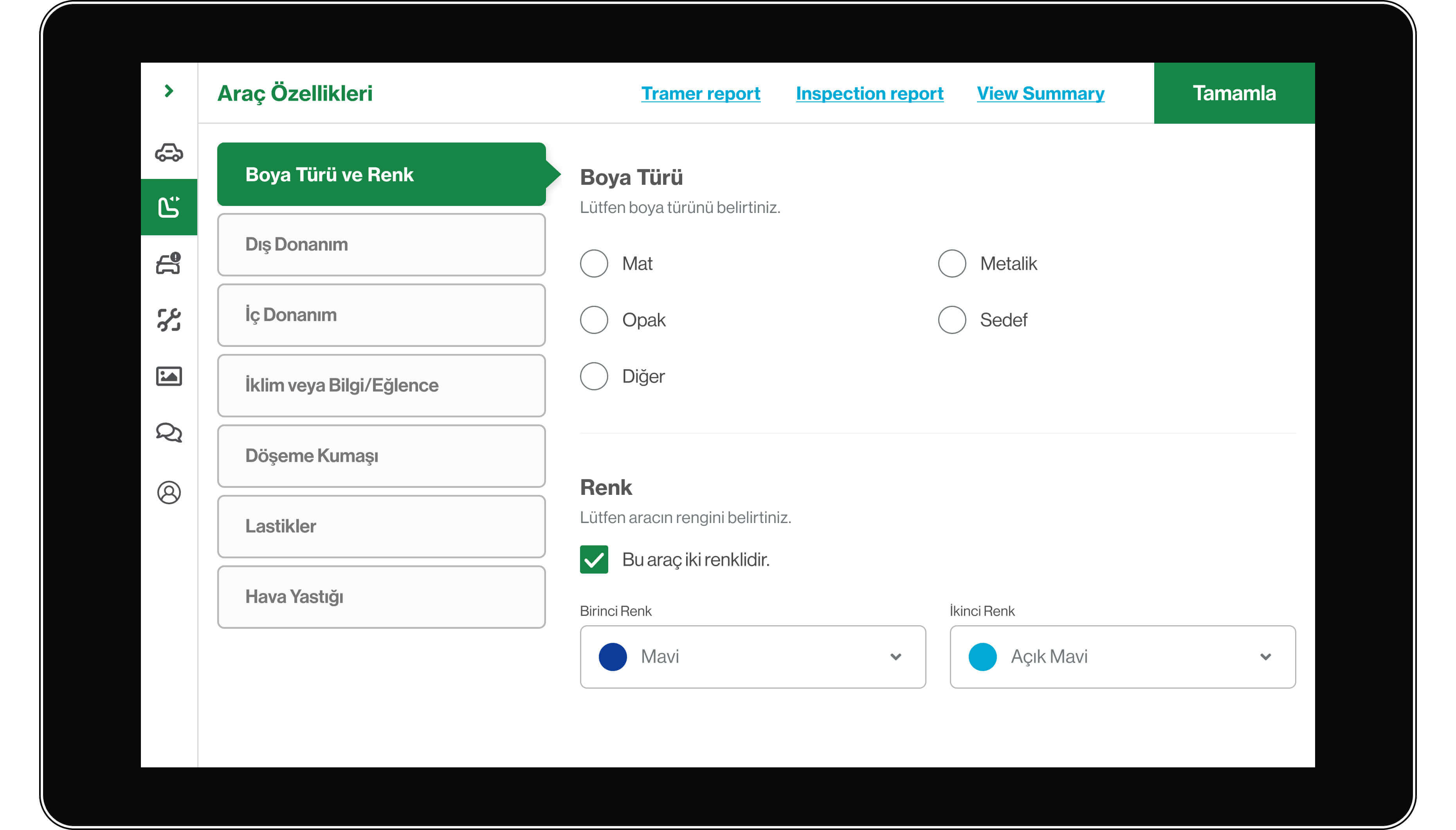 Material Design dropdown menus for color selection.