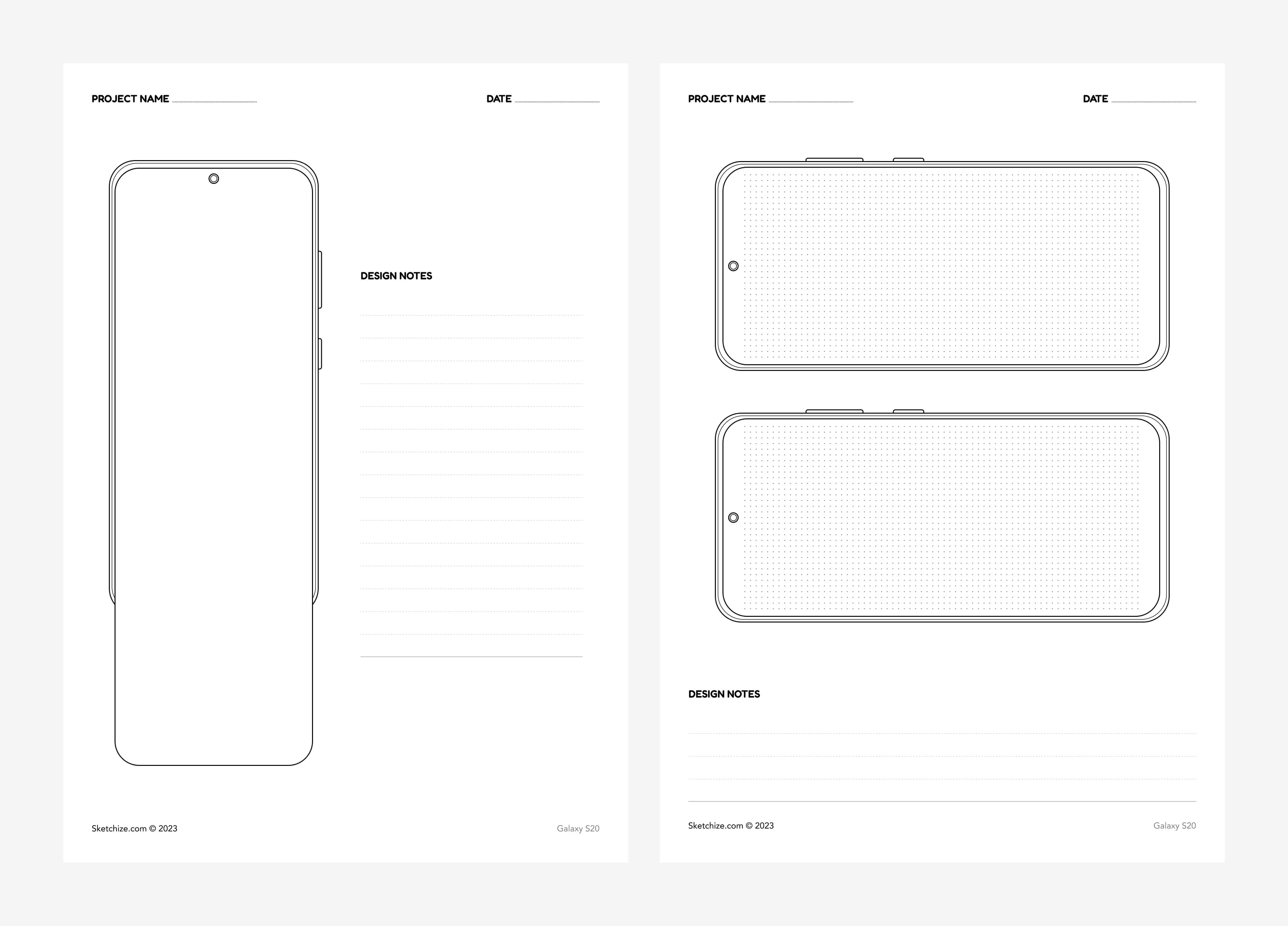 There are also landscape-rotated wireframe sheets available for game designers.